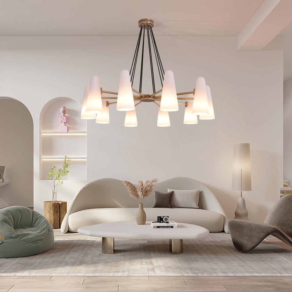 White Porcelain Round Chandelier 10-Lights-MEET LIGHTING