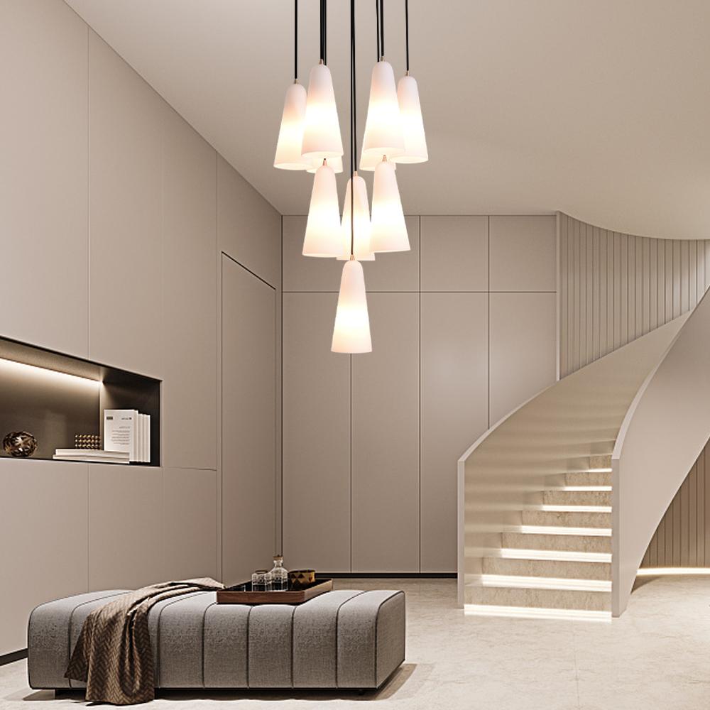White Porcelain Round Chandelier D18"-Meet Lighting