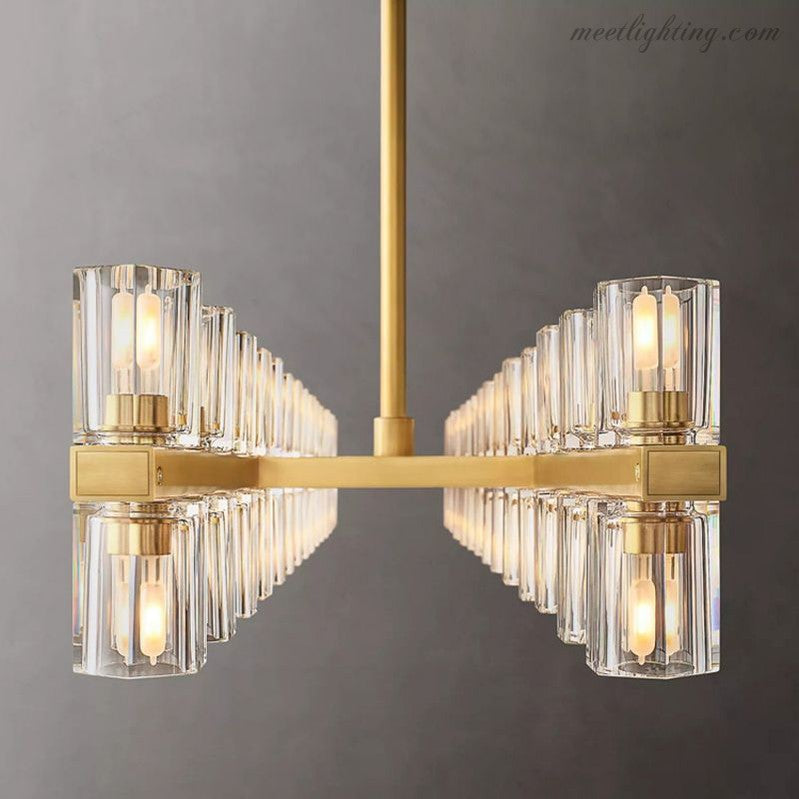 Arcachon Crystal Rectangular Chandelier 54"-MEET LIGHTING