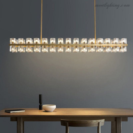 Wineglass Crystal Rectangular Chandelier 54"-Meet Lighting