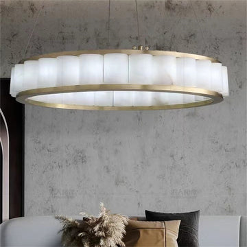 Winnie marble Copper Round chandelier 23" 30" 40"-Meet Lighting