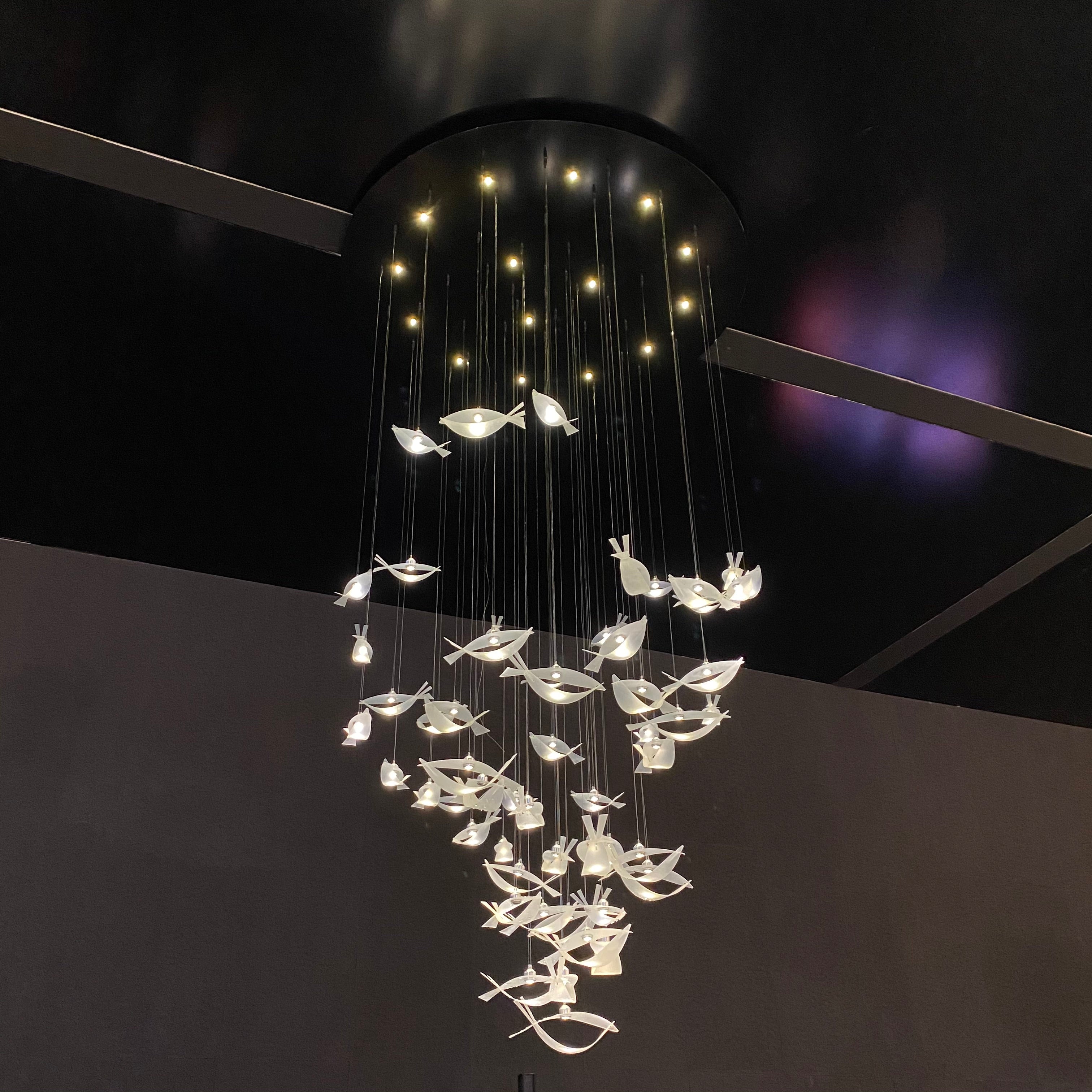 Modern Floating Acrylic Fish Chandelier for Staircase/Foyer/Living Room-MEET LIGHTING