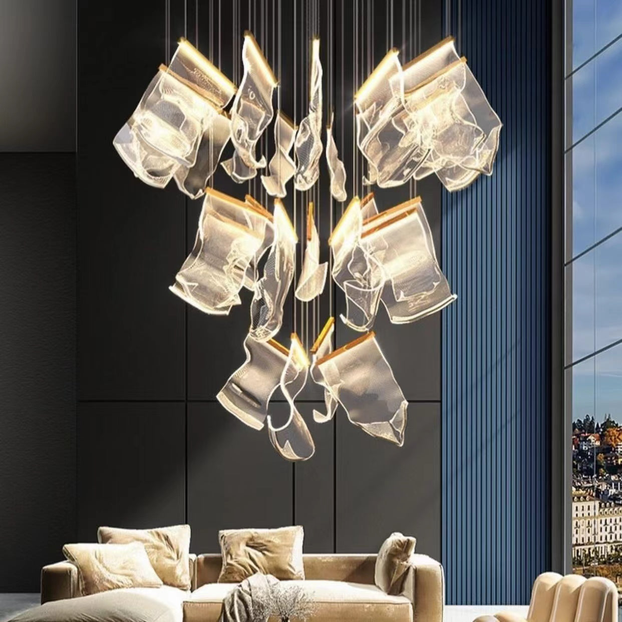 Extra Large Modern Acrylic Chandelier for Staircase/Foyer/Villa/Hall-MEET LIGHTING