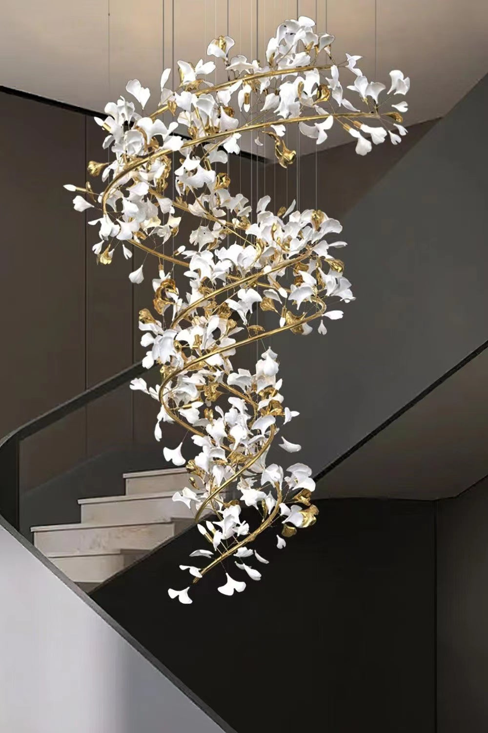Art Design Ceramic Ginkgo Chandelier for Living Room/Staircase/Entryway/Foyer-MEET LIGHTING