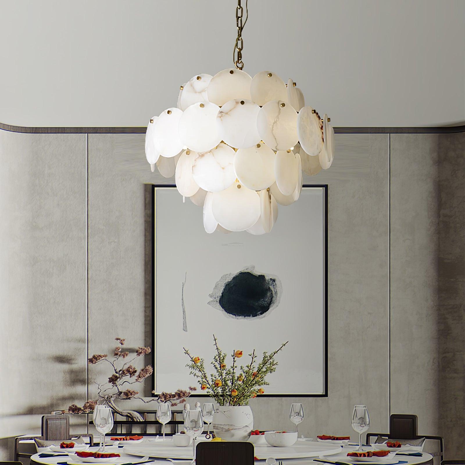 Alabaster Shell Brass Chandelier with 2/3/4/5/6 layer-MEET LIGHTING