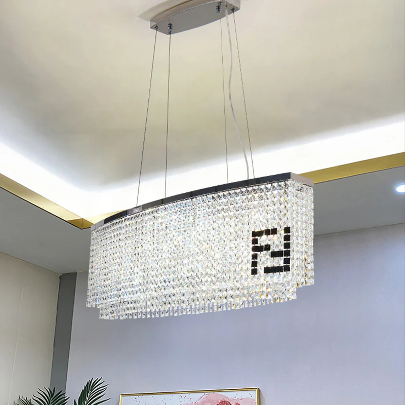 Fendi Modern Oval Crystal Chandelier-MEET LIGHTING
